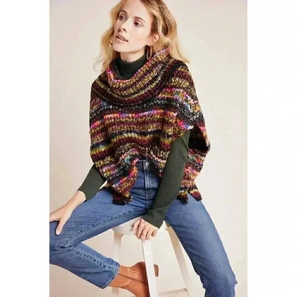 Anthropologie Piera Knit Turtleneck Poncho